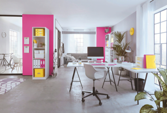 Kantoor kleur muur4 roze kantoor